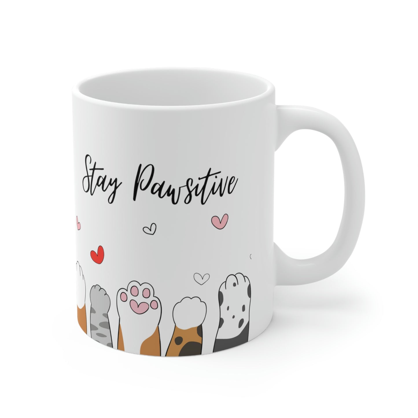 Stay Pawsitive Cat Mug