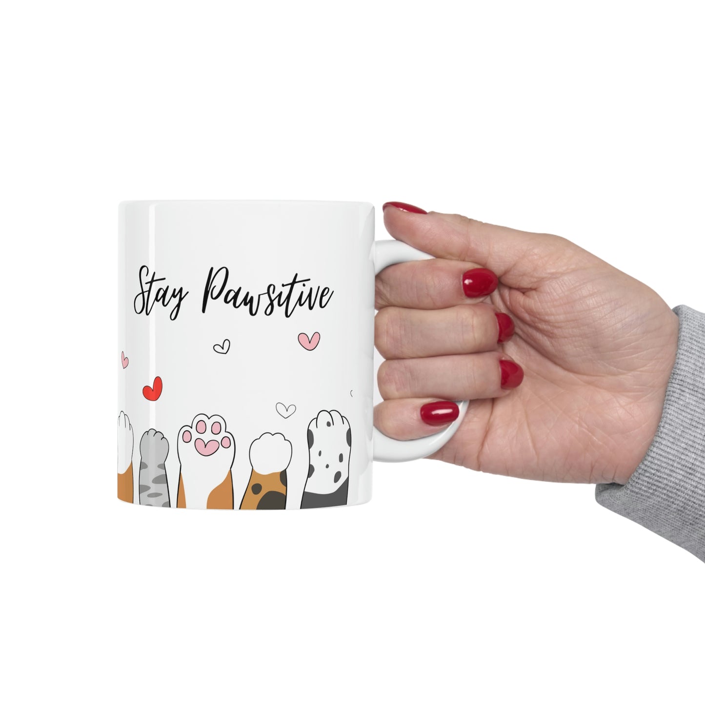 Stay Pawsitive Cat Mug