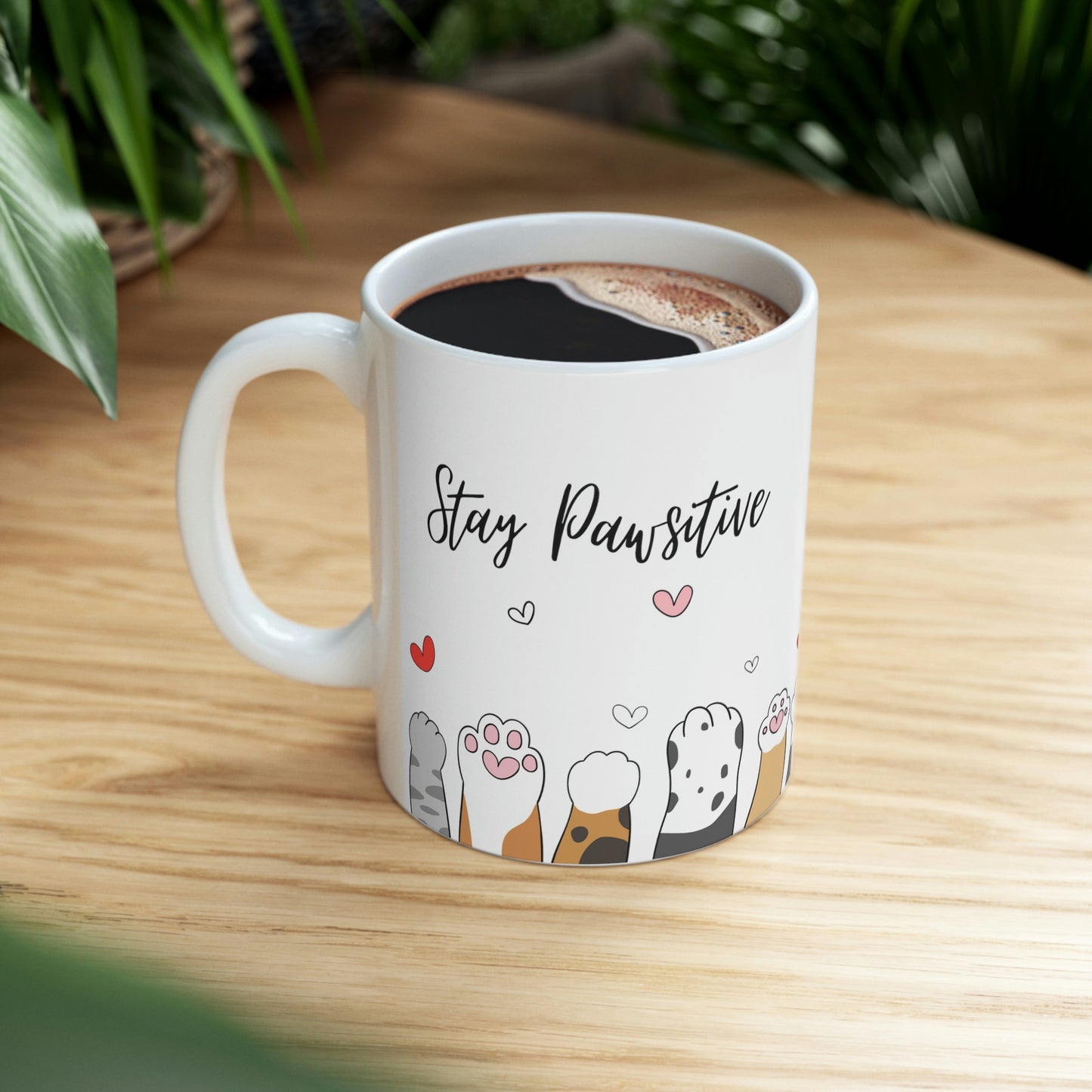 Stay Pawsitive Cat Mug