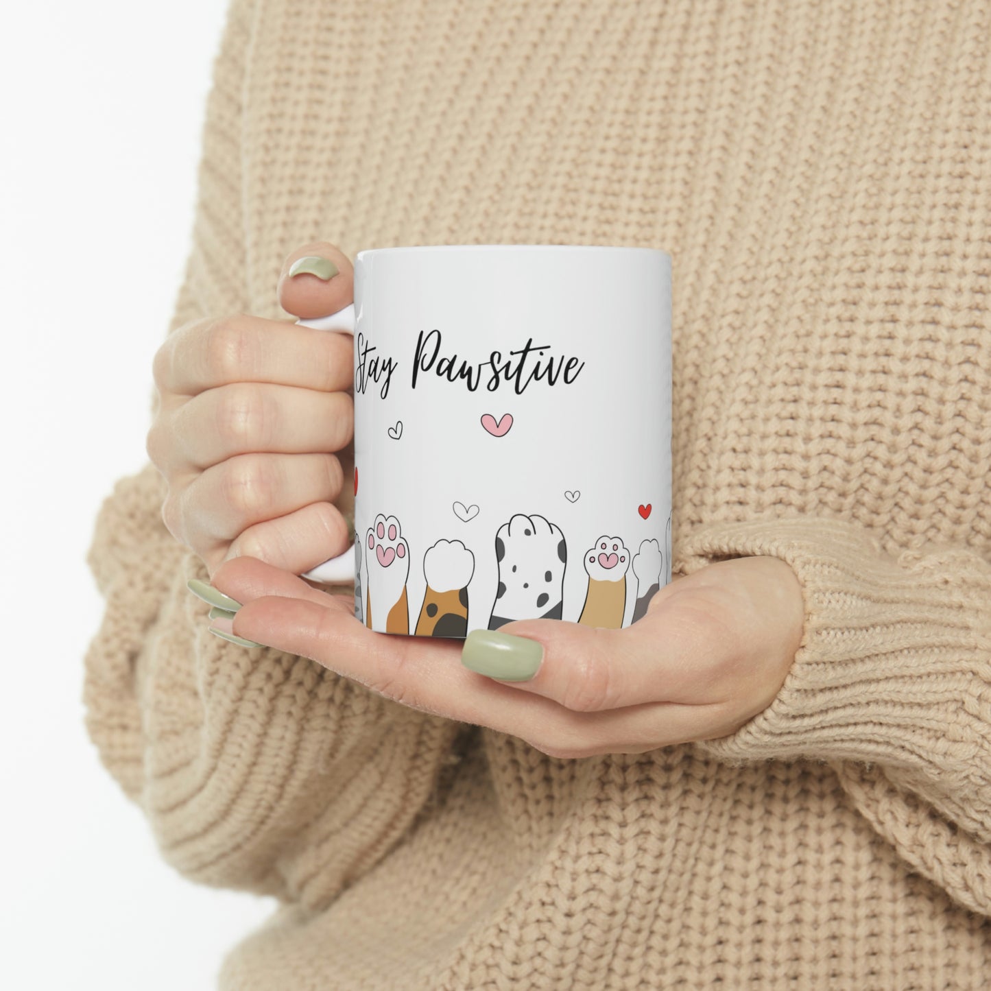 Stay Pawsitive Cat Mug