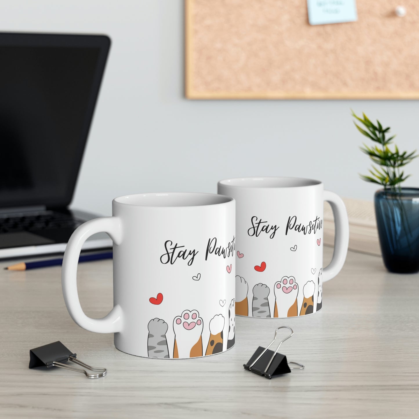 Stay Pawsitive Cat Mug